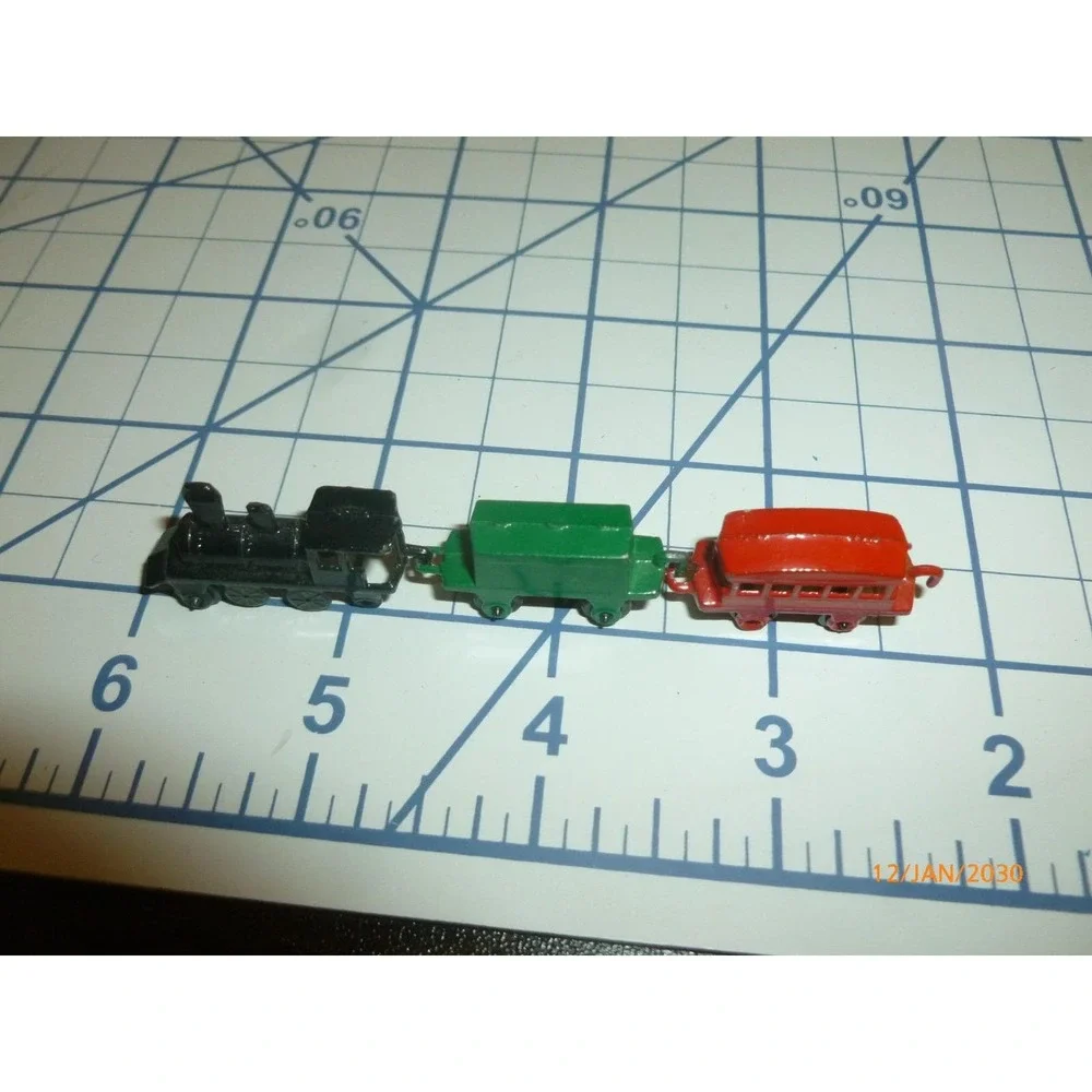 Vintage‎ Miniature Diecast Metal Train Set 4 Piece Made Japan Multi Color Micro
